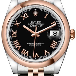 rolex datejust 36 schwarzes zifferblatt gold & stahl uhr 116201