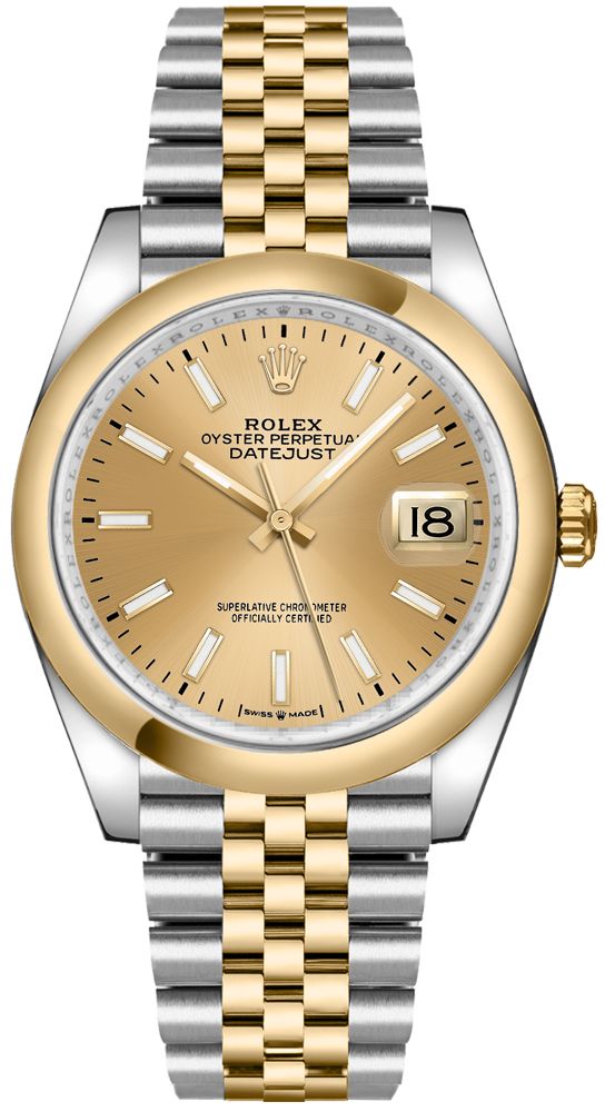 rolex datejust 36 champagner zifferblatt jubiläumsarmband uhr 126203